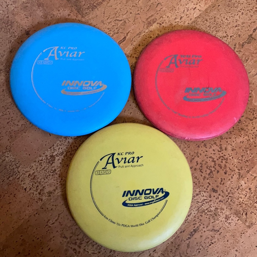 Lot of 3 used vintage Innova Aviar Disc Golf putters 175g